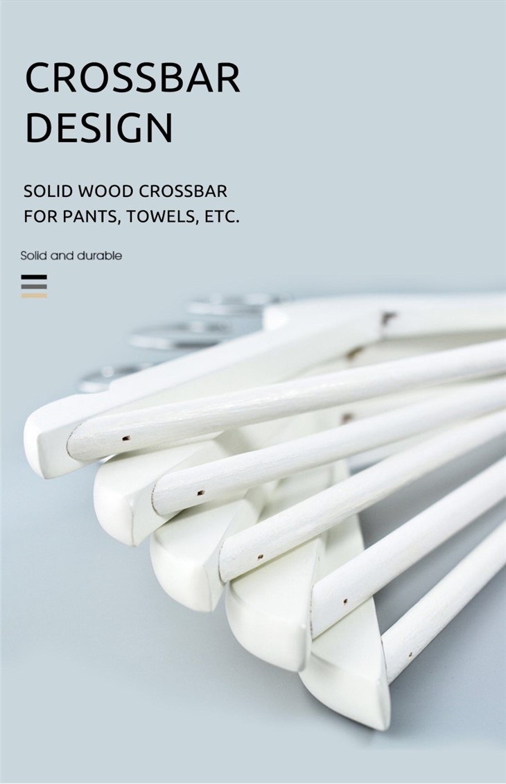 Manufacturer Wholesale Supermarket Household Item Wood Hangers For Cloths Suit Hanger White Hanger